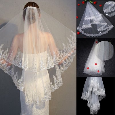 新娘頭紗白色紗網紅拍照寫真頭飾超仙森系頭飾頭紗清新婚紗配件