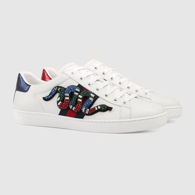 GUCCI Ace embroidered sneaker 水鑽刺繡 珊瑚蛇 小白鞋
