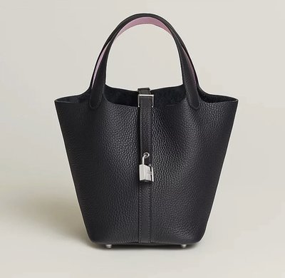 Hermès 🐎picotin 18  新色3y黑藍色手柄內拼粉 銀釦 甜甜價格 $12xxxx