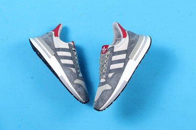 Adidas ZX 500 RM Boost 復古 白灰紅 麂皮 網面透氣 休閒跑步鞋 男女鞋B42204【ADIDAS x NIKE】