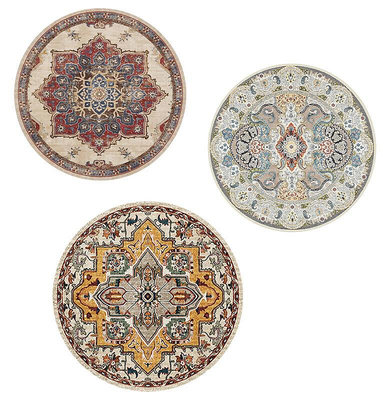 北歐復古圓形地毯美式輕奢地墊客廳臥室書房茶幾毯沙發吊籃床邊毯