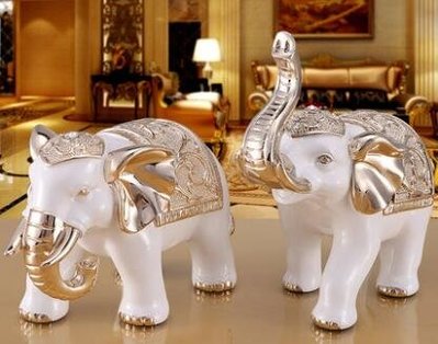 3809A 歐式大象擺件一對 招財招運象擺飾 玫瑰金色大象平安吉象裝飾品大象工藝品開業禮品