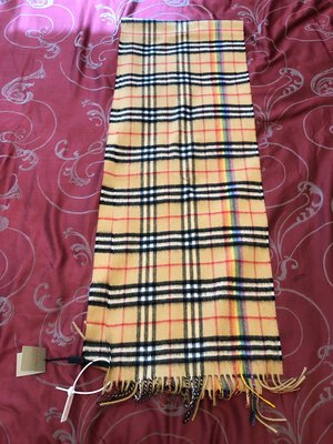 Burberry 喀什米爾 羊絨 格紋 經典 圍巾 男女皆可用 彩虹 全新品 正品 現貨