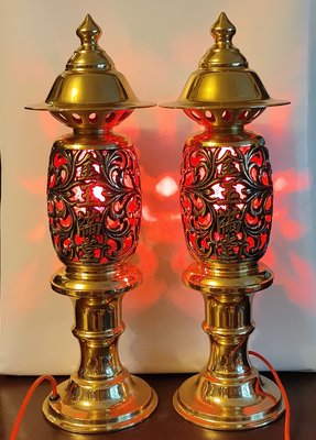 神明燈 金玉滿堂 吉祥如意 台灣製  製造號碼：0168（1尺3寸半（高約41cm)，本體銅製，一對重約3.5kg)