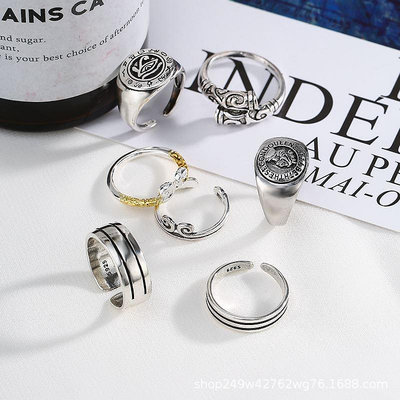 簡約時尚經典款復古泰銀戒指創意情侶對戒飾品