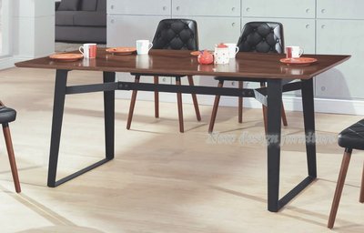 【N D Furniture】台南在地家具-工業風厚實寶寶木心板貼實木皮桌面胡桃色180cm餐桌/工作桌WBB