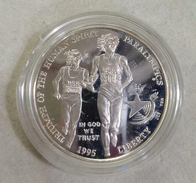 美國1995年1元精制銀幣，亞特蘭大殘奧會紀念-跑步，26.