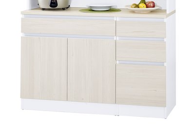 【生活家傢俱】HJS-715-2：艾美爾4.2尺餐櫃-鐵杉白【台中家具】收納櫃 櫥櫃 碗盤櫃 低甲醛E1系統板 台灣製造