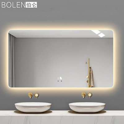 新品 -浴室鏡 化妝鏡 鏡衛生間鏡子掛墻裝飾鏡防霧鏡子燈帶鏡