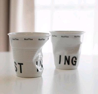 【2個】全新 陶瓷不規則杯子 咖啡杯 茶杯 水杯 - 5489