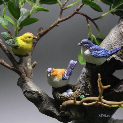 微景觀擺件小鳥樹脂工藝品可愛仿真鳥窩園藝盆景裝飾鳥蛋迷你