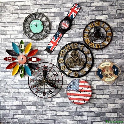 現貨 loft工業風復古掛鐘裝飾齒輪鐘北歐ins風格家居輕奢金色簡約鐘表簡約