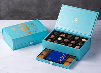 ArielWish日本限量版GODIVA比利時皇室限定單層掀蓋抽屜式tiffany藍珠寶盒巧克力禮盒-２１粒入珍藏紀念版