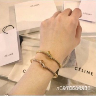 【日本二手】Celine Knot 扭結手環 M金色?