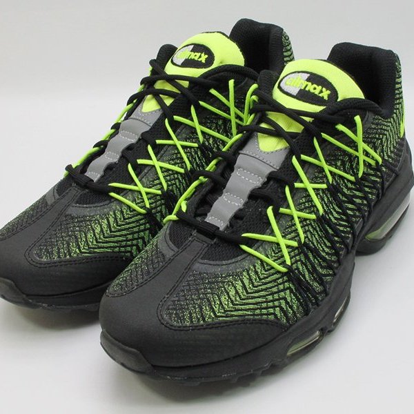 無鞋盒2015 NIKE AIR MAX 95 ULTRA JCRD 黑螢光綠輕量化慢跑鞋749771