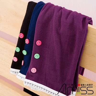 Amiss【A715-1】七分亮彩鈕釦內搭褲(4色)