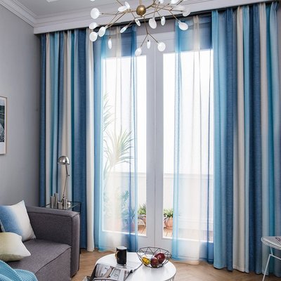 現貨熱銷-窗簾成品簡約現代地中海北歐遮光臥室客廳 年新款流行高檔大氣(null)