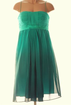 全新真品 Donna Morgan 綠色100%蠶絲細肩帶洋裝10號(美國碼)台灣 XL-XXL  原價$3920