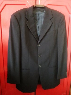 【ARMANI】義大利製~黑色羊毛西裝外套 48號