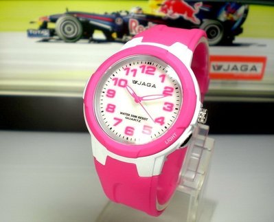 地球儀鐘錶 JAGA 冷光 潮流指針錶 (台灣品牌 )  學生最愛 全新公司貨【特價↘380】AQ71粉紅
