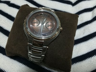 CITIZEN L星辰表 Eco-Drive光動能腕錶 藍寶石玻璃 玫瑰金框 日本製 35mm /FD4007-51W 原價13000元