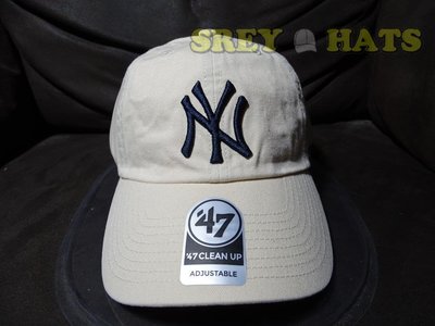 [SREY帽屋]預購＊47 Brand CLEAN UP MLB 紐約洋基 經典LOGO 米白色 美國純正 棒球帽老帽