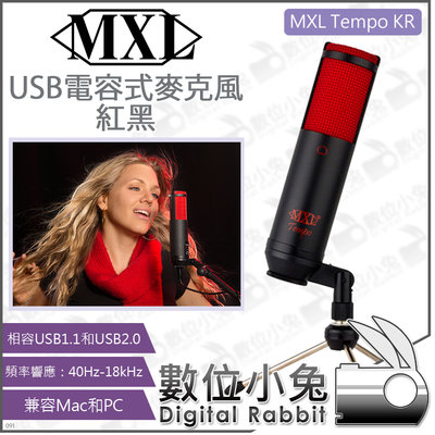 數位小兔【MXL Tempo KR USB 電容式麥克風 紅黑】收音Mic 人聲 PC 聲樂 電腦 Mac 公司貨 錄音