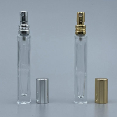 香水 補充噴瓶 補充空瓶10ml-透明玻璃/四角瓶身(銀噴附銀蓋/金噴附金蓋)有2色可選擇，下單前請先詢問貨量