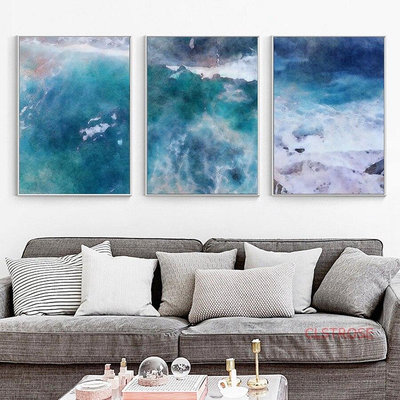 高品質實木框畫 高清裝飾畫 掛畫 現代抽象 藍色海洋 極簡主義 海洋海景 北歐居裝飾 臥室牆壁藝術畫