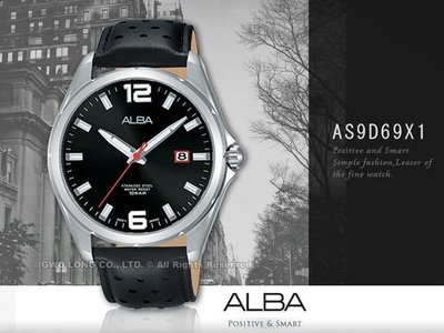 ALBA 雅柏 手錶專賣店 國隆 AS9D69X1 石英男錶 皮革錶帶 黑 防水100米 日期顯示 全新品 保固一年 開發票