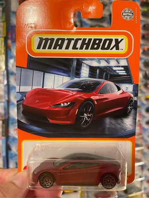 -78車庫- 現貨 1/64 Matchbox火柴盒 Tesla Roadster特斯拉 電動車 跑車 超跑 消光紅