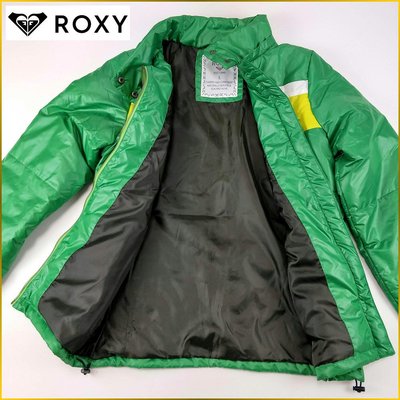 日本二手衣 防寒保喛外套 ROXY 拉鍊立領 女 L號 鋪棉外套 絎縫拼接設計 騎士外套 夾克 Roxy AF28FR