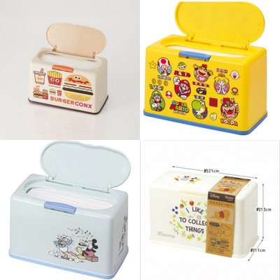 正版🐰 日本 小新 漢堡 瑪利歐 史努比 維尼 凱蒂貓 米奇 哆啦A夢 方型盒 口罩盒 塑膠盒 彈蓋盒 按壓盒 收納盒