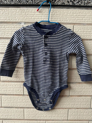 carter‘s嬰兒寶寶長袖條紋深藍色包屁衣連身衣
