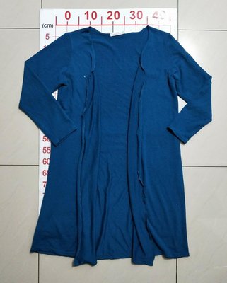 【二手衣櫃】TEKYO FASHION 藍色外套 莫代爾棉 顯瘦防曬薄外套 長版開衫 旅遊沙灘罩衫 1090328