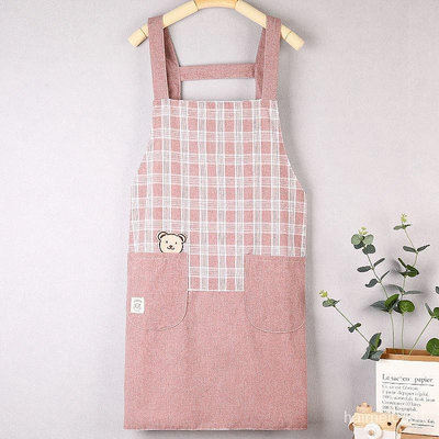 圍裙 日式可愛純棉圍裙工作服 背帶雙層半身圍裙 家用廚房圍裙 TJOD