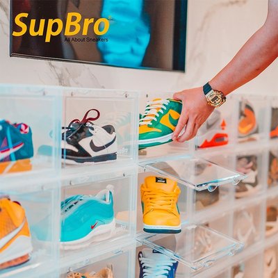 SupBro側開鞋盒透明鞋盒20個裝宿舍神器鞋子收納盒AJ球~特價精品  夏季