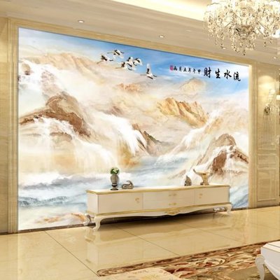 促銷打折8D電視背景墻紙大理石紋歐式3d壁紙客廳大氣裝飾山水壁畫影視墻布神奇悠悠