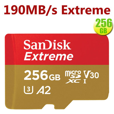 【拆封福利品】SanDisk 256GB 256G microSD Extreme【190MB/s】SD 4K A2 U3 手機記憶卡