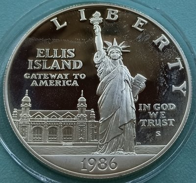 美國    自由女神像    1元    1986年  S記       銀幣(90%銀)   1829