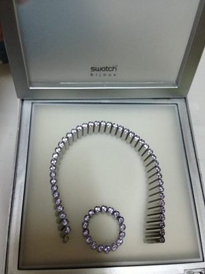 *swatch* 中性紫色swarovski 水鑽 時尚~*不鏽鋼手環/戒子