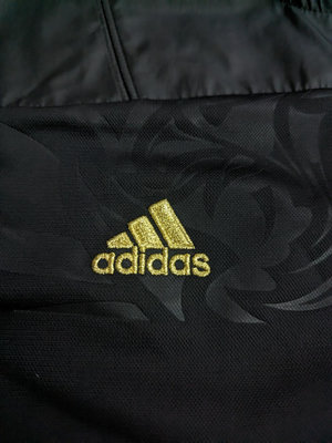 adidas 俄羅斯黑色金邊運動外套 立領慢跑外套 教練外套