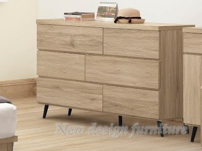 【N D Furniture】台南在地家具-木心板浮雕橡木色140cm六斗櫃LH