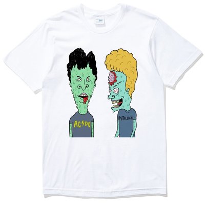 Zombie Beavis and Butthead 短袖T恤 白色 殭屍癟四與大頭蛋  電視 電影 現貨 亞版