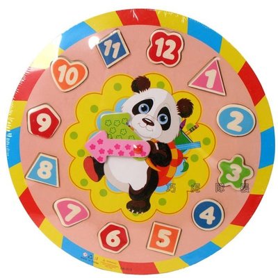 【巧虎隊長】熊貓時鐘手抓板 / 外貿木製兒童玩具