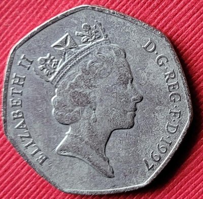 【小章寶店】1元起標／運費不合併／112英國1997年多邊形（FIFTY PENCE）錢幣乙枚（美品，保真）。