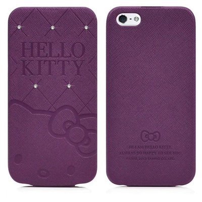 GARMMA Hello Kitty iPhone5下掀式摺疊皮套-典藏紫