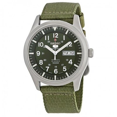 SEIKO WATCH 精工全日本製軍用第三代軍綠色帆布帶自動機械腕錶 型號：SNZG09J1【神梭鐘錶】