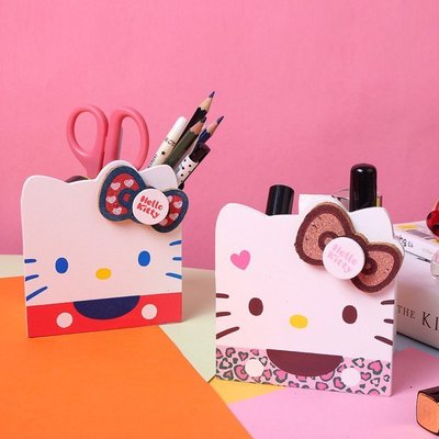 Hello Kitty 凱蒂貓 木質 筆筒 收納 遙控器盒 儲物盒