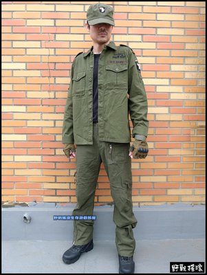 【野戰搖滾-生存遊戲】美軍101空降師BDU套服、作戰服【軍綠色】上衣+褲子 迷彩服襯衫
